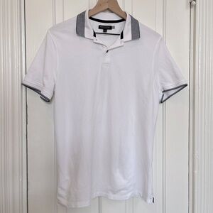 Banana Republic Pique White Polo Shirt with Blue Detailing